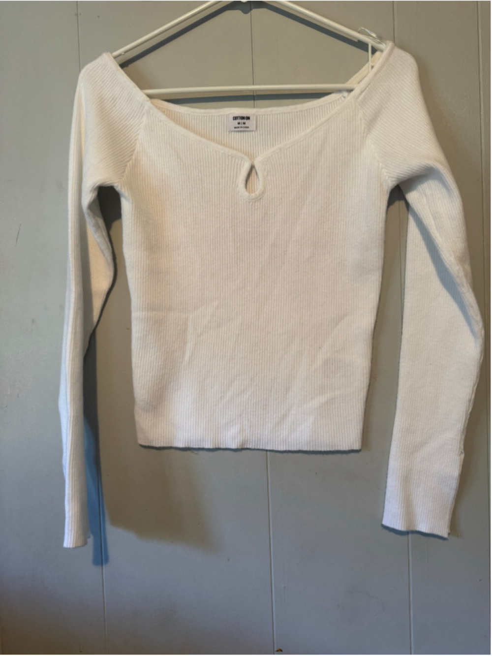 Women's Cotton On Long Sleeve Ribbed Top White Size M